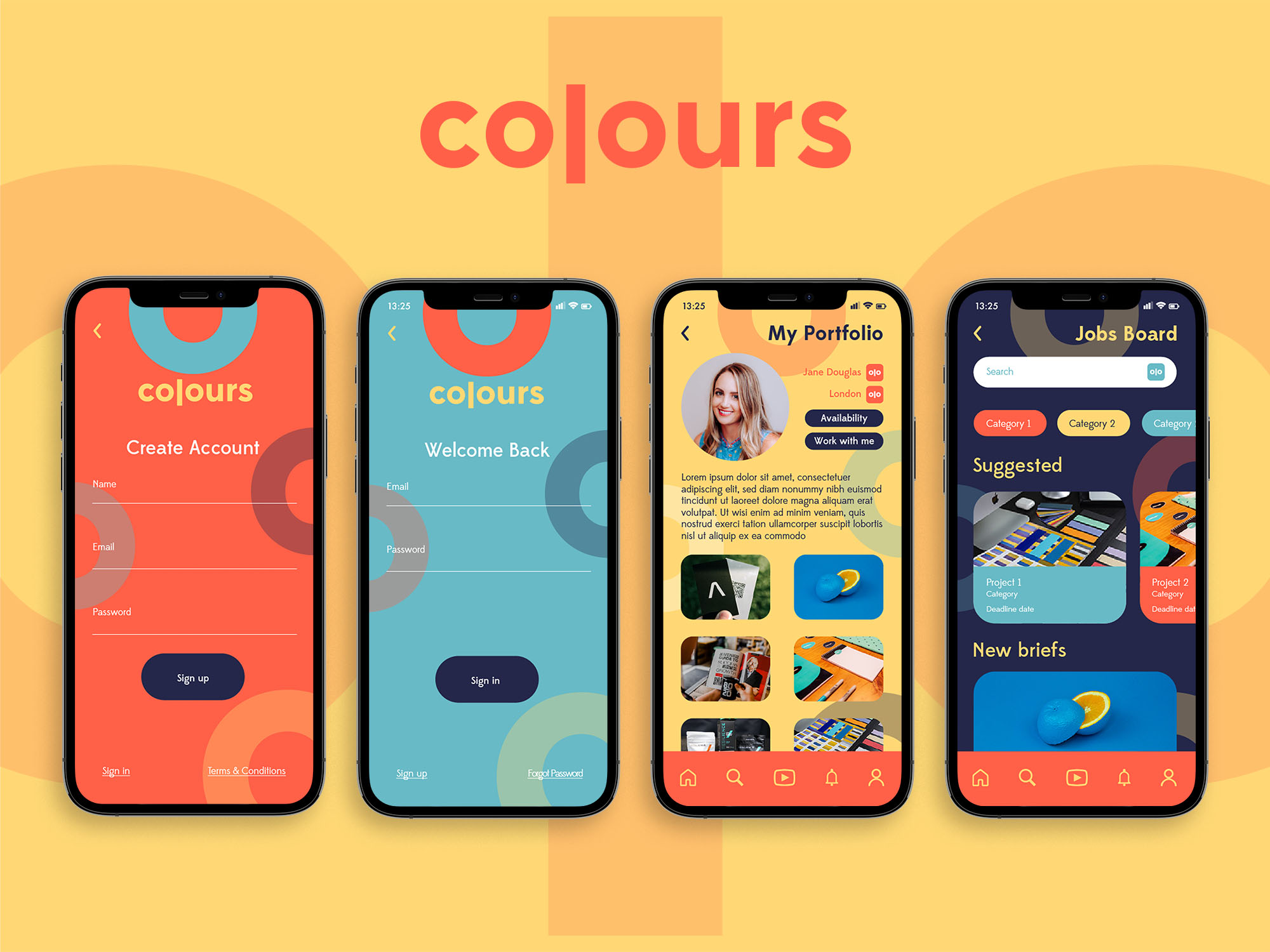 Mobile App Design - UI UX Design - Mockup of mobile app screens.