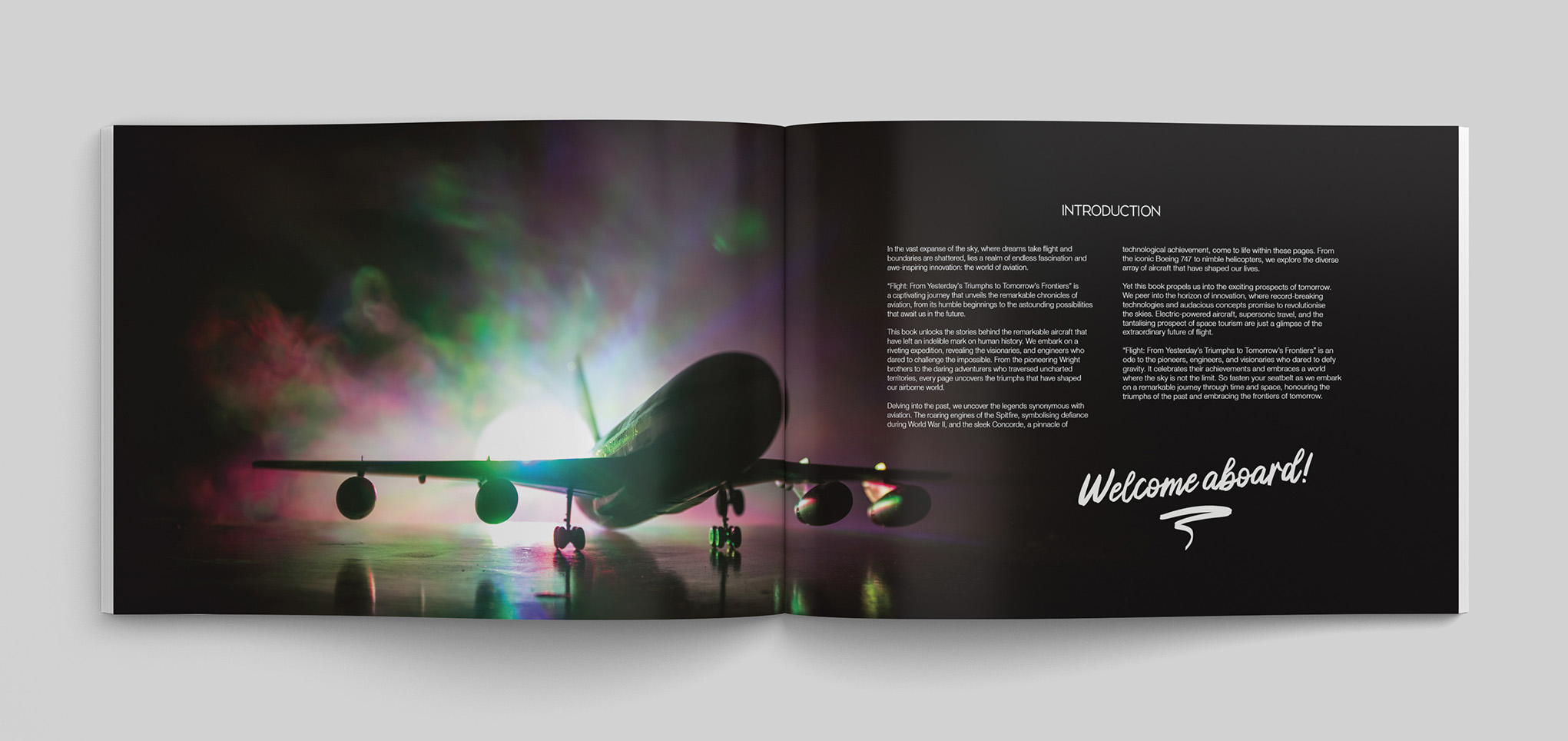 Book Design - Publication - Mockup of inside pages of a book about aviation.