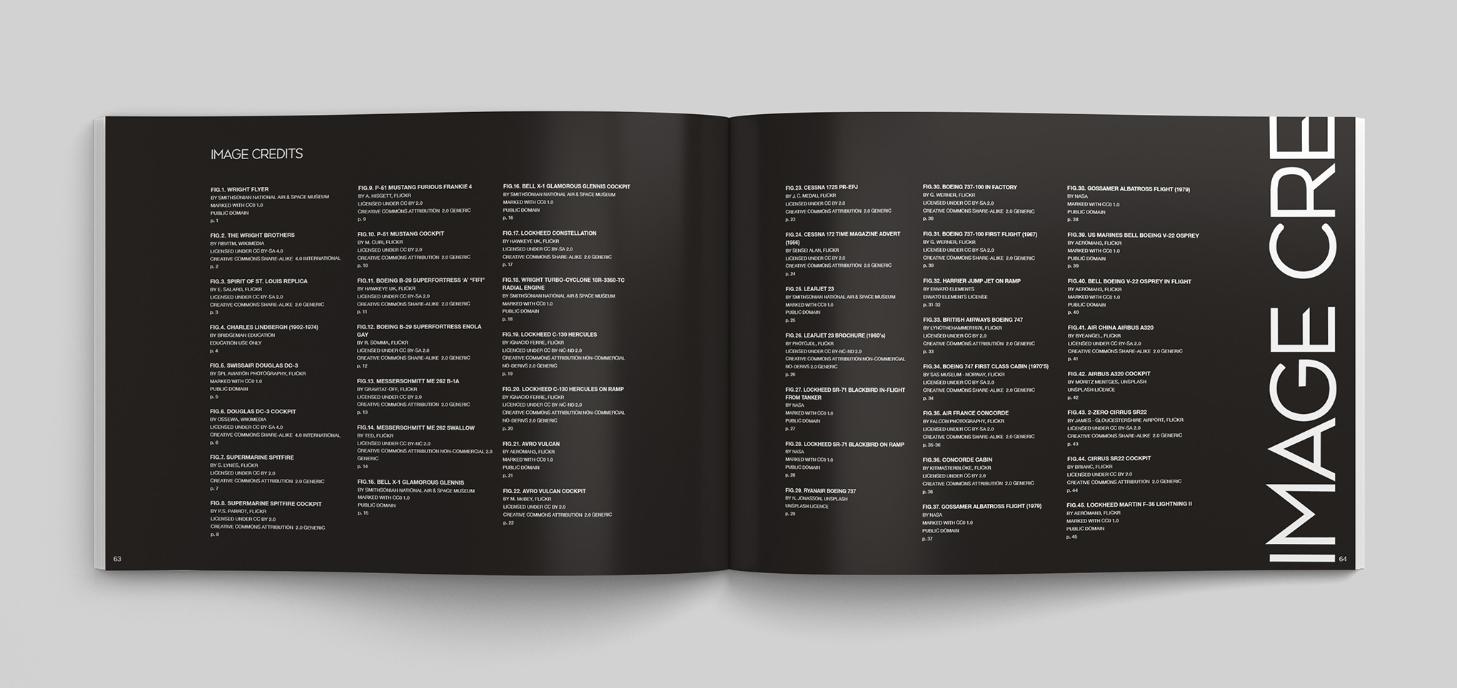 Book Design - Publication - Mockup of inside pages of a book about aviation.